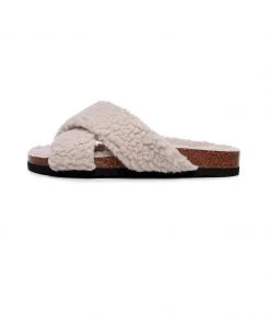 GLF Maibulun | Criss-Cross Fleece Slipper - Beige New In Shoes