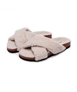 GLF Maibulun | Criss-Cross Fleece Slipper - Beige New In Shoes