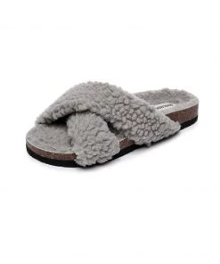 GLF New In Shoes Maibulun | Criss-Cross Fleece Slipper - Grey