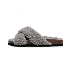 GLF New In Shoes Maibulun | Criss-Cross Fleece Slipper - Grey