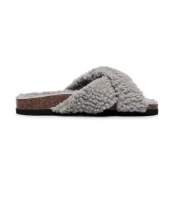 GLF New In Shoes Maibulun | Criss-Cross Fleece Slipper - Grey