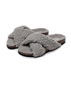 GLF New In Shoes Maibulun | Criss-Cross Fleece Slipper - Grey