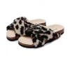 GLF New In Shoes Maibulun | Leopard Criss-Cross Fleece Slipper - Brown