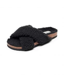 GLF Maibulun | Criss-Cross Fleece Slipper - Black
