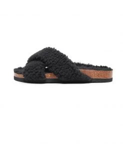 GLF Maibulun | Criss-Cross Fleece Slipper - Black