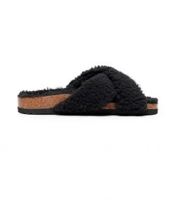GLF Maibulun | Criss-Cross Fleece Slipper - Black