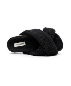 GLF Maibulun | Criss-Cross Fleece Slipper - Black