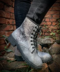 YL En Bloom | Werewolf Grey Combat Boot New In Shoes