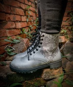 YL En Bloom | Werewolf Grey Combat Boot New In Shoes