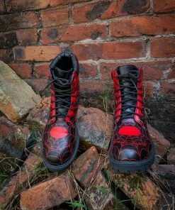 YL En Bloom | Spider Web Skull Comedian Ankle Flat Combat Boots