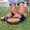 Black Rose Comfort Bed Wedge Sandals - Maibulun Shop Sandals
