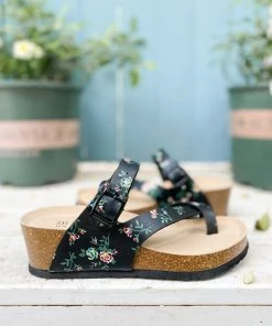Black Rose Comfort Bed Wedge Sandals - Maibulun Shop Sandals