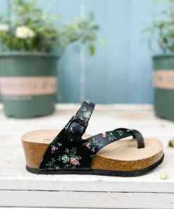 Black Rose Comfort Bed Wedge Sandals - Maibulun Shop Sandals