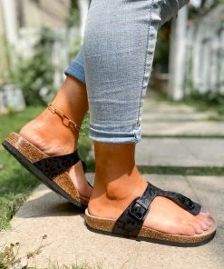 New In Shoes T-Strap Cushioned Footbed Sandals - Maibulun