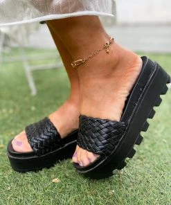 HYHE New In Shoes Braided Woven Wedge Sandals Sliders Slide Shoes - EN BLOOM