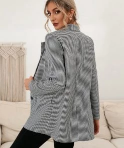 YBL Smaibulun | Houndstooth Double-Breasted Blazer
