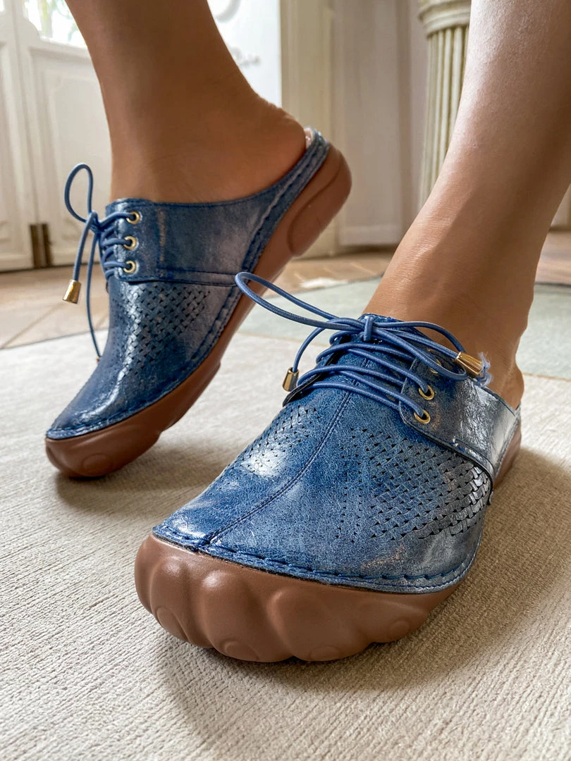 SIKETU | Woven Quilted Oxford Mules - Blue NEW ARRIVALS 1 SIKETU | Woven Quilted Oxford Mules - Blue NEW ARRIVALS