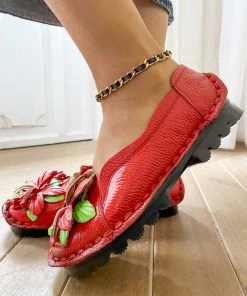 XR Perforated Flower Deco Head Leather Flats Loafers - Rumour Has It Shop Loafer