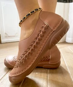 SIKETU | Trim-Stitch Woven Deco Loafers - Pink