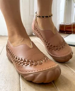 SIKETU | Trim-Stitch Woven Deco Loafers - Pink