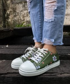 HYHE EN BLOOM | Daisy Print Canvas Sneaker - Green