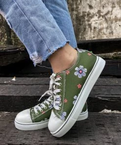 HYHE EN BLOOM | Daisy Print Canvas Sneaker - Green