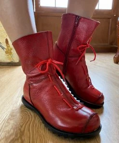 XR Rumour Has It | Lace-Up Ruched Leather Ankle Boots