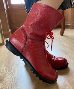 XR Rumour Has It | Lace-Up Ruched Leather Ankle Boots