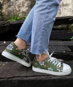 HYHE EN BLOOM | Daisy Print Canvas Sneaker - Green