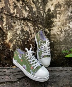 HYHE EN BLOOM | Daisy Print Canvas Sneaker - Green