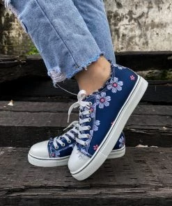 HYHE EN BLOOM | Daisy Print Canvas Sneaker - Navy
