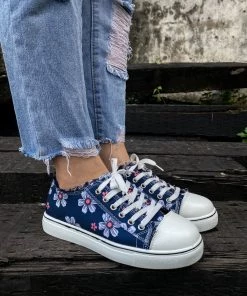HYHE EN BLOOM | Daisy Print Canvas Sneaker - Navy