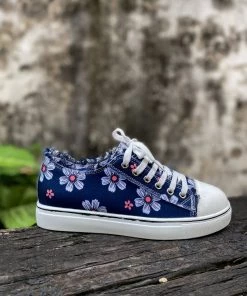 HYHE EN BLOOM | Daisy Print Canvas Sneaker - Navy