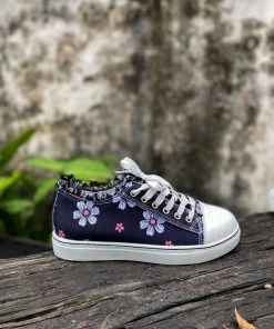 HYHE EN BLOOM | Daisy Print Canvas Sneaker - Black New In Shoes