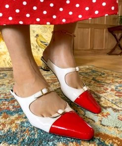 Jady Rose NEW ARRIVALS JadyRose | Double Strap Dalena Low-Heel Mule - Beige Red