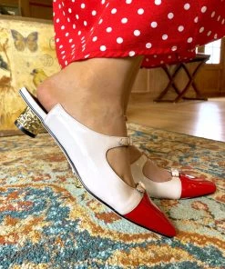 Jady Rose NEW ARRIVALS JadyRose | Double Strap Dalena Low-Heel Mule - Beige Red