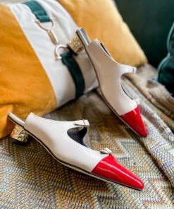 Jady Rose NEW ARRIVALS JadyRose | Double Strap Dalena Low-Heel Mule - Beige Red