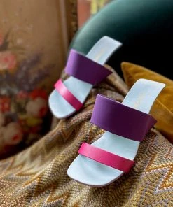 Jady Rose JadyRose | Open Toes Wedge Heel Leather Sandal - Purple Pink NEW ARRIVALS