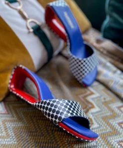 Jady Rose JadyRose | Signatured Twisted Wedge Heel Leather Slide - Blue NEW ARRIVALS