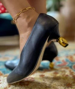 Jady Rose JadyRose | Water Droplets Mirror Heel Pump - Black NEW ARRIVALS