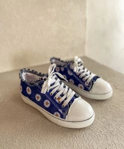 HYHE EN BLOOM | Sunflower Printed Ripped Trim Sneaker - Denim Blue 12 HYHE EN BLOOM | Sunflower Printed Ripped Trim Sneaker - Denim Blue