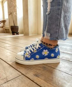 HYHE EN BLOOM | Chrysanthemum Ripped Trim Sneaker - Denim Blue New In Shoes 10 HYHE EN BLOOM | Chrysanthemum Ripped Trim Sneaker - Denim Blue New In Shoes