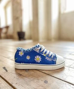 HYHE EN BLOOM | Chrysanthemum Ripped Trim Sneaker - Denim Blue New In Shoes 13 HYHE EN BLOOM | Chrysanthemum Ripped Trim Sneaker - Denim Blue New In Shoes
