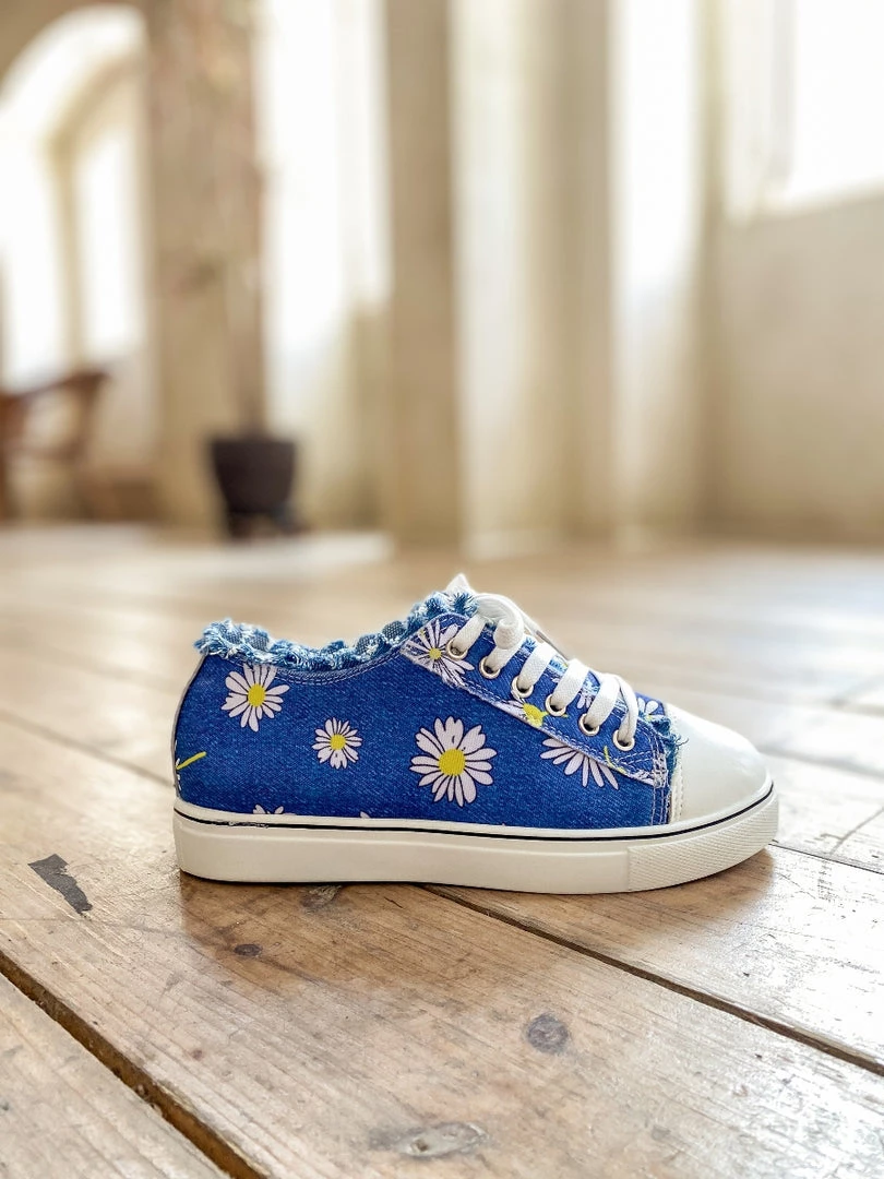 HYHE EN BLOOM | Chrysanthemum Ripped Trim Sneaker - Denim Blue New In Shoes 6 HYHE EN BLOOM | Chrysanthemum Ripped Trim Sneaker - Denim Blue New In Shoes
