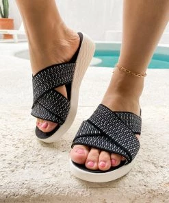 HYHE Cross-Strap Knitted Sandals Comfortable Slide Shoes - EN BLOOM