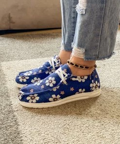 HYHE EN BLOOM | Daisy Print Boat Shoe -Navy New In Shoes