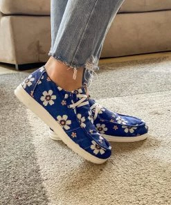 HYHE EN BLOOM | Daisy Print Boat Shoe -Navy New In Shoes