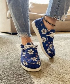 HYHE EN BLOOM | Daisy Print Boat Shoe -Navy New In Shoes