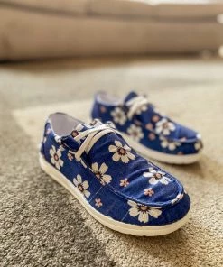 HYHE EN BLOOM | Daisy Print Boat Shoe -Navy New In Shoes