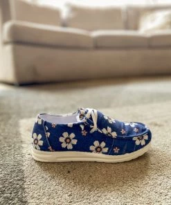 HYHE EN BLOOM | Daisy Print Boat Shoe -Navy New In Shoes